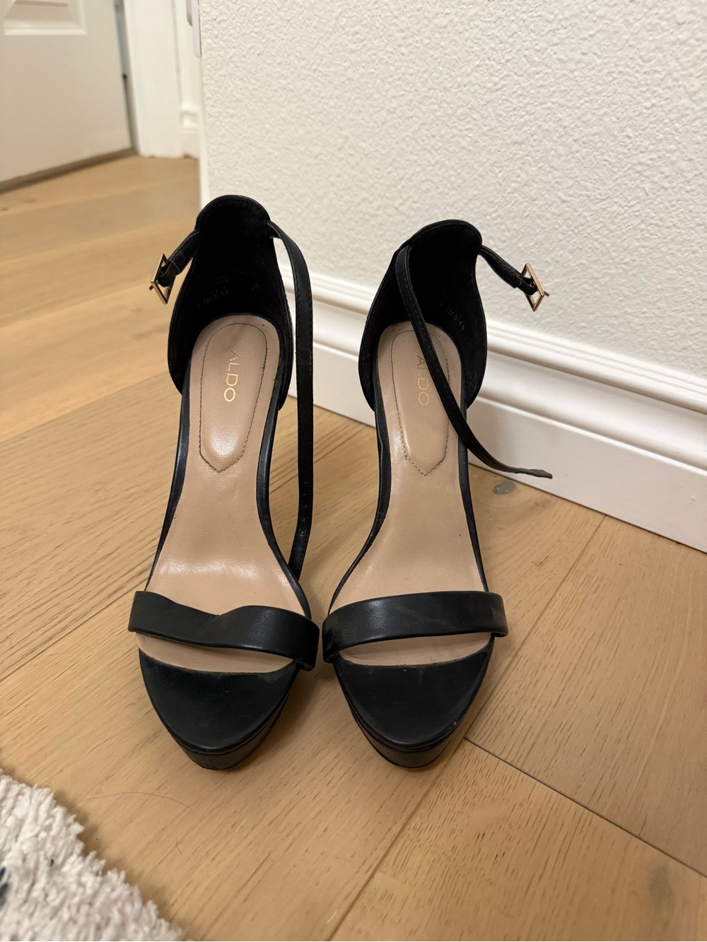 ALDO Black Open-Toe Ankle-Strap High Heels